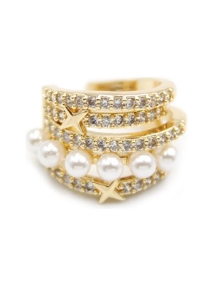 Royaleks Incili Kıkırdak Küpe - Altın