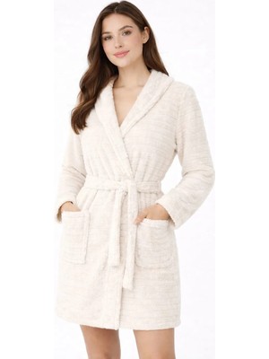 Caspara Wellsoft Premium Kapüşonlu Şapkalı Kadın Bornoz / Sabahlık - Ultra Soft , Sıcak ve Yumuşak