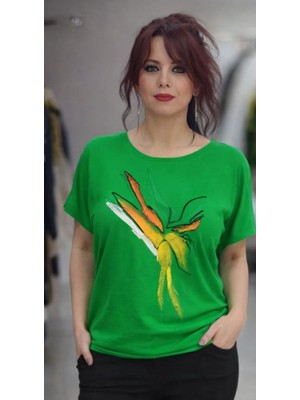 Baskılı Bisiklet Yaka T -Shirt