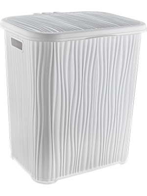 Dng Store Dalgalı 5 Parça Banyo Seti Beyaz Plastik Modern Tasarım Kirli Çamaşır Sepeti Deterjanlık