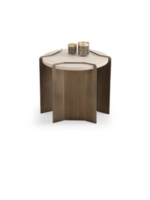 Levent Mobilya ve Aksesuar Moli Yan Sehpa, Traverten