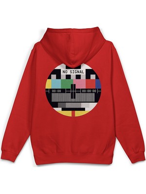 Overoz No Signal Sırt Baskılı Kapüşonlu Yarı Oversize Unisex Sweatshirt Hoodie 1396