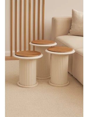 Levent Mobilya ve Aksesuar Bohem Ece Zigon Sehpa, Ekru-Ceviz