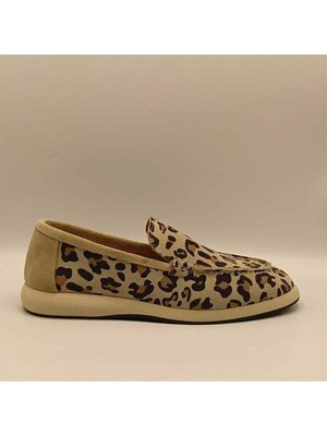 Ametist Punto Leopar Desen Deri Kadın Günlük Ayakkabı