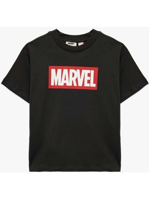 Koton Marvel Baskılı Lisanslı Antrasit Erkek Çocuk T-Shirt 6SKB10246TK
