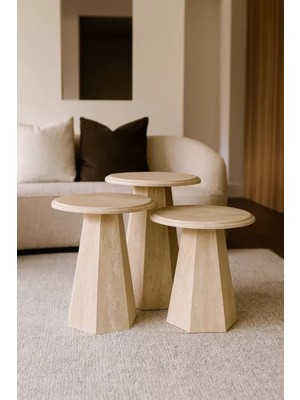 Levent Mobilya ve Aksesuar Prizma Zigon Sehpa, Traverten