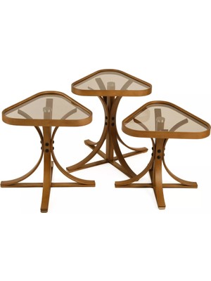 Levent Mobilya ve Aksesuar Perez 3’lü Zigon Sehpa Camlı