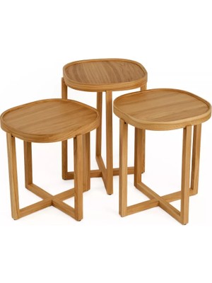 Levent Mobilya ve Aksesuar Troya 3’lü Zigon Sehpa Tablalı