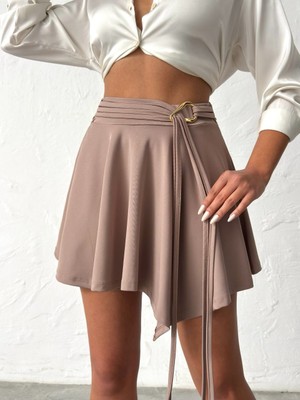 Jashope Asimetrik Kesim Scuba Mini Etek