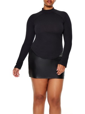 F21 Plus Size Dika Yaka Bluz
