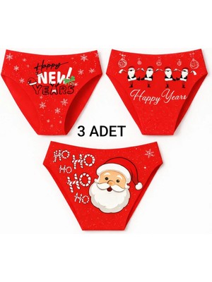 Papatya Yılbaşı Özel %95 Pamuk 3'lü Kadın Külot Seti