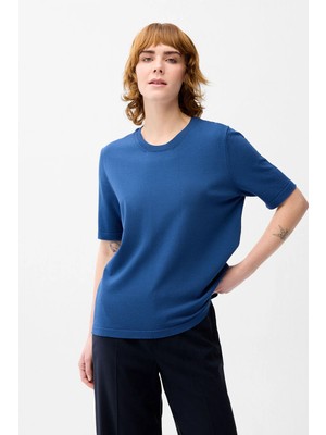 Love My Body Kısa Kol Triko Bluz Mavi 115L9830000