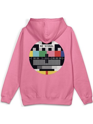 Overoz No Signal Sırt Baskılı Kapüşonlu Yarı Oversize Unisex Sweatshirt Hoodie 1396