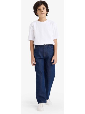Defacto Wide Leg Koyu Mavi Erkek Çocuk Jean Pantolon F9384A8/NM34
