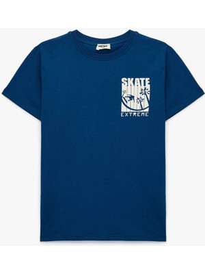 Koton Baskılı Mavi Erkek Çocuk T-Shirt 6SKB10114TK