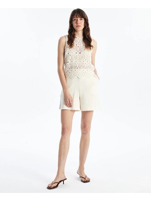 Lc Waikiki Yeni Sezon Kadın Beli Lastikli Düz Şort