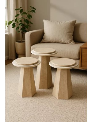 Levent Mobilya ve Aksesuar Prizma Ece Zigon Sehpa, Traverten