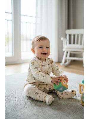 Balgüneş Ayıcık Desenli %100 Pamuk Bebek Tulum