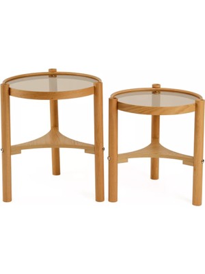 Levent Mobilya ve Aksesuar Lotus 2’li Zigon Sehpa Seti Camlı