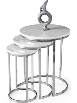 Levent Mobilya ve Aksesuar Nil Zigon Sehpa, Krom Marmo