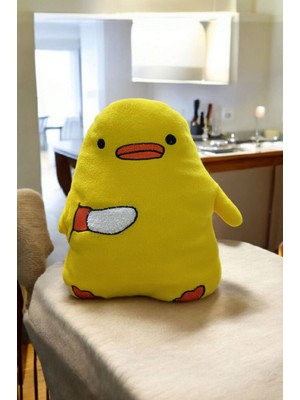 BLC Boutique Belalı Civciv Peluş Oyuncak – Bıçaklı Komik Sarı Yastık (30 Cm)