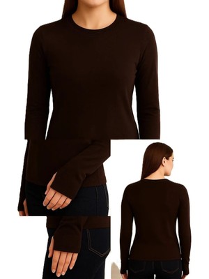 Hayalet Modal Pamuk Kumaş Parmak Geçirmeli Bisiklet Yaka Body