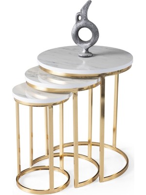 Levent Mobilya ve Aksesuar Nil Zigon Sehpa, Gold Marmo