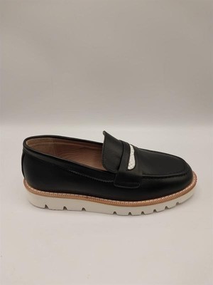 Ametist Malta Siyah Deri Kadın Loafer Ayakkabı – Hakiki Deri, Poli Taban