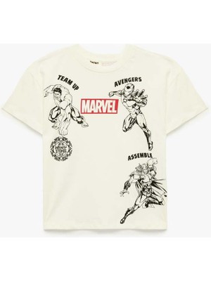 Koton Lisanslı Marvel Baskılı Beyaz Erkek Çocuk T-Shirt 6SKB10216TK