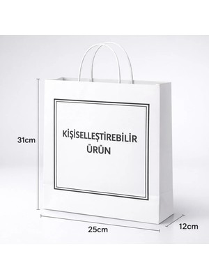 packolay Özel Baskılı Kraft Çanta-Içten Saplı [25*12*31 Cm]-Logo,mesaj Baskılı, Hediyelik BEYAZ-250