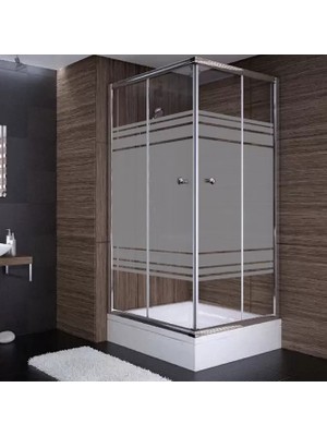 Sırduş 110X110X190 Kare Parlak Profil 06 Kumlu Cam Duş Kabini (Tekne Hariç)