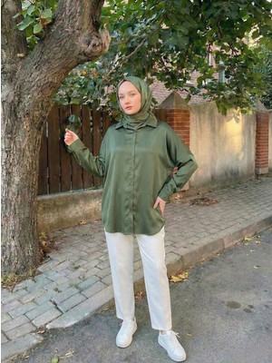 Foremia Saten Tunik-Haki -