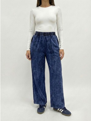 Foremia Cep Detay Lastikli Pantolon-Mavi -