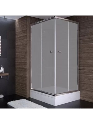 Sırduş 80X80X190 Kare Parlak Profil Komple Kumlu Cam Duş Kabini & 80X80X16 Panelli Duş Teknesi Set