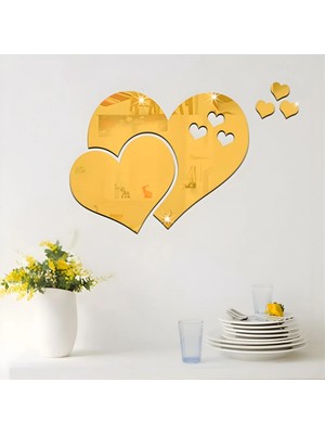 Bola Concept Ayna Pleksi Kalp Duvar Dekoru 2mm Yapışkanlı – Kalp Ayna Sticker Seti Duvar Süsü