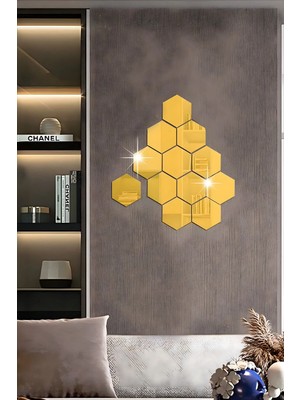 Bola Concept Ayna Pleksi Altıgen Duvar Dekoru 2mm Yapışkanlı – Geometrik Ayna Sticker Seti Duvar Süsü