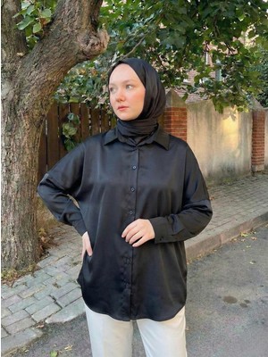 Foremia Saten Tunik-Siyah -