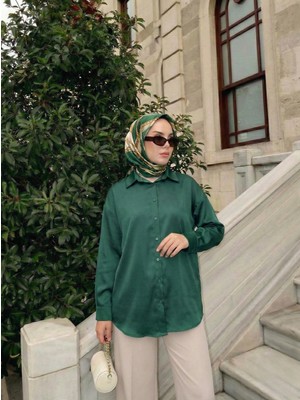 Foremia Saten Tunik-Zümrüt Yeşili -