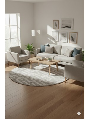 Swan Home Kaymaz Tabanlı Yuvarlak Koridor Mutfak Halısı SHJ3017 Gri