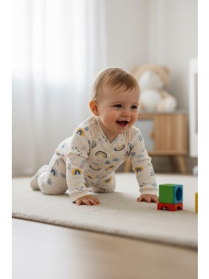 Balgüneş Gökkuşağı Bulut %100 Pamuk Bebek Tulum