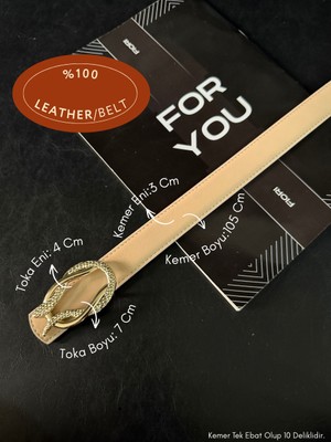 Fiori 3cm Yılan Tokalı Kadın Pantolon Kemeri, Ceket Kemeri, Elbise Kemeri, Gömlek Kemeri