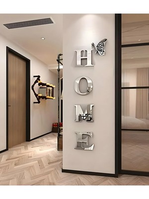 Bola Concept Home Yazı Duvar Dekoru – 2mm Yapışkanlı Ayna Pleksi Harf Seti (5 Parça – Kolay Uygulama – Modern)