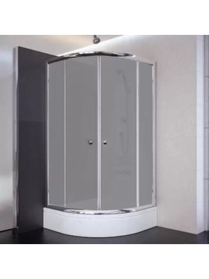 Sırduş 110X110X180 Oval Parlak Profil Komple Kumlu Cam Duş Kabini (Tekne Hariç)