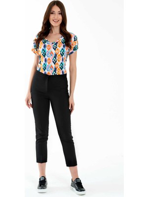 Tolga Saraçoglu Tolga Saraçoğlu kadın Dar Paça Bilek Boy Ofis Pantolon 30079 Siyah