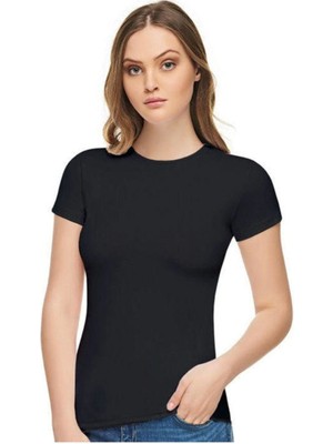 Elit 3'lü Bayan Likralı Sıfıryaka Yarımkol Atlet-Siyah-L