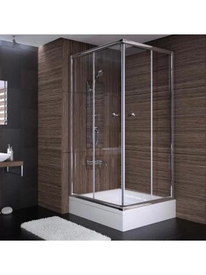 Sırduş 90X90X190 Kare Parlak Profil Şeffaf Cam Duş Kabini (Tekne Hariç)