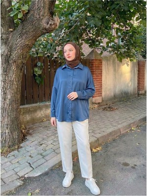 Foremia Saten Tunik-Petrol Mavisi -