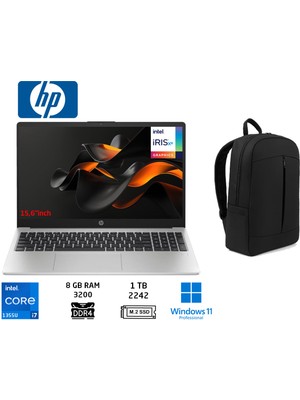 HP 250 G10 B2PH1ES İ7-1355U 8gb 1tb SSD 15.6" Windows 11 Pro+Duddi Çanta