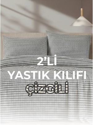 Noctiluca 2'li Yastık Kılıfı %100 Pamuk Kırçıllı Modern Dokulu Bohem Çeyizlik Nefes Alan Terletmeyen 50X70CM