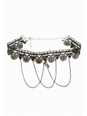 Die Grup Yaprak Zincir Sallantılı Dantel Kolye